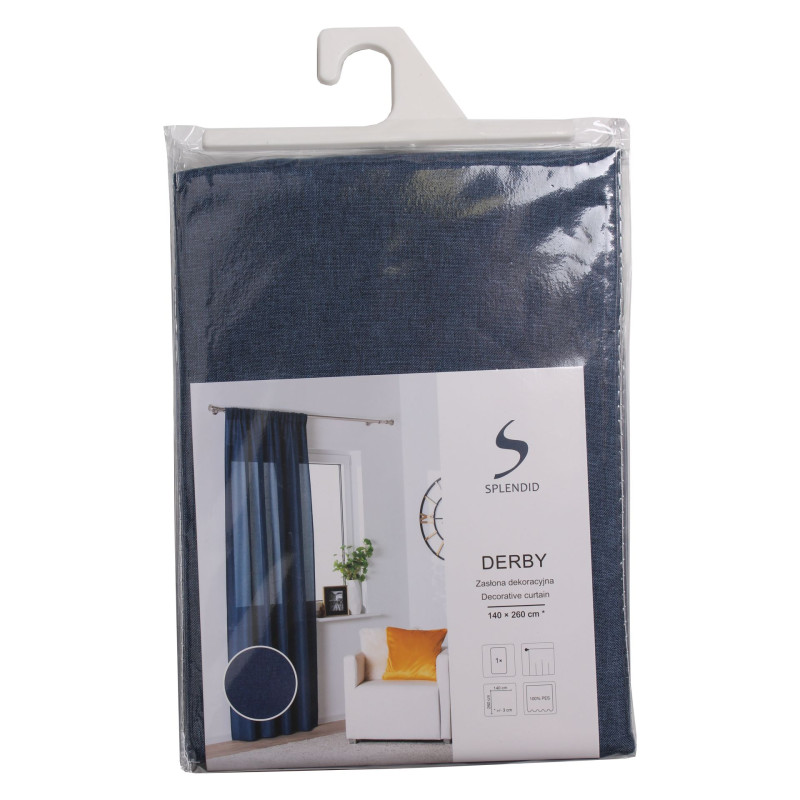 Zasłona z tunelem DERBY 140x260cm granatowa - 5903754818530