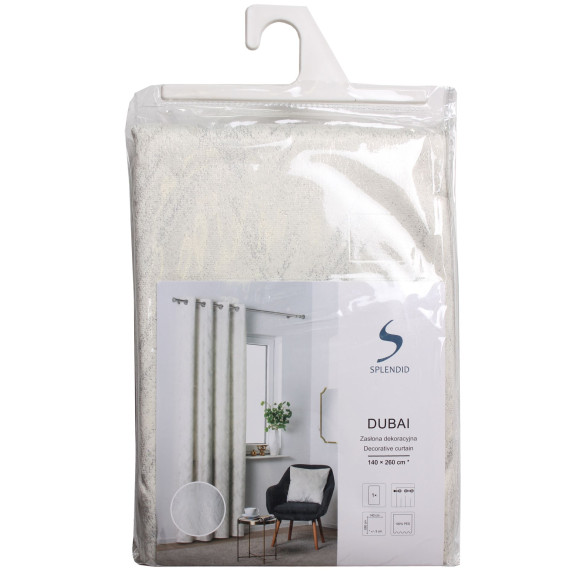 Zasłona z kółkami DUBAI złote przetarcia 140x260 cm ecru - 5903754818608