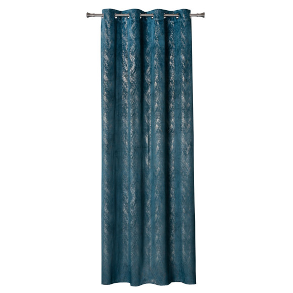 Zasłona z kółkami DUBAI złote przetarcia 140x260 cm morska - 5903754817144