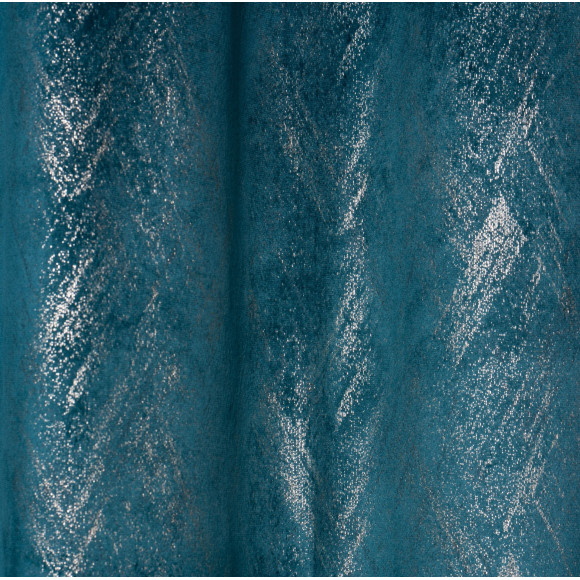 Zasłona z kółkami DUBAI złote przetarcia 140x260 cm morska - 5903754817144