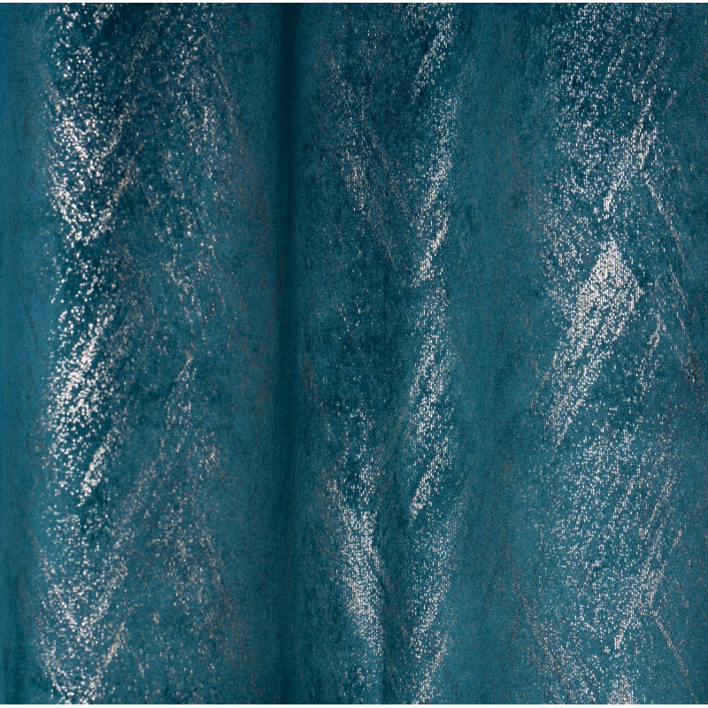 Zasłona z kółkami DUBAI złote przetarcia 140x260 cm morska - 5903754817144