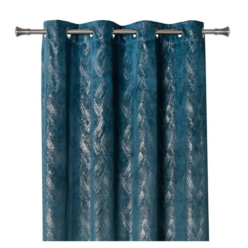 Zasłona z kółkami DUBAI złote przetarcia 140x260 cm morska - 5903754817144