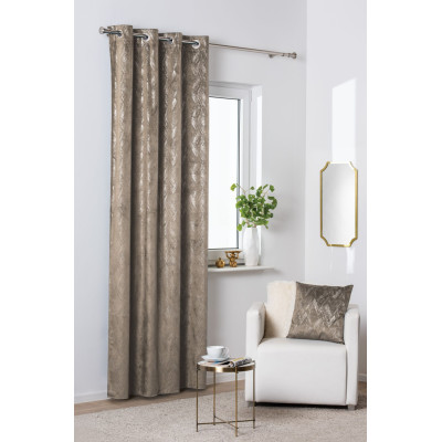 Zasłona z kółkami DUBAI złote przetarcia 140x260 cm taupe - 5903754817168