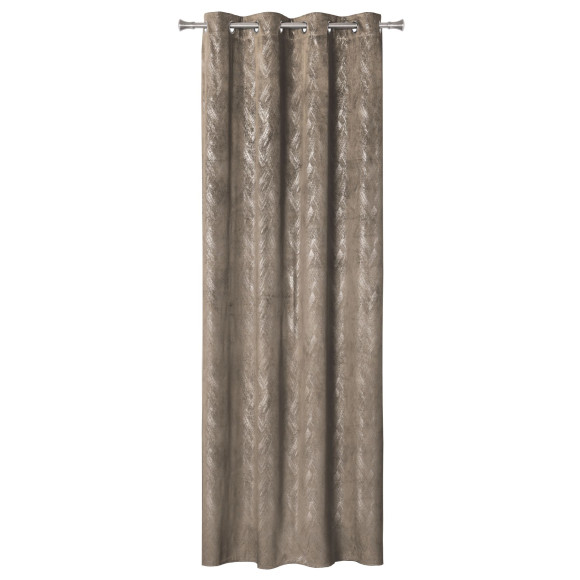 Zasłona z kółkami DUBAI złote przetarcia 140x260 cm taupe - 5903754817168