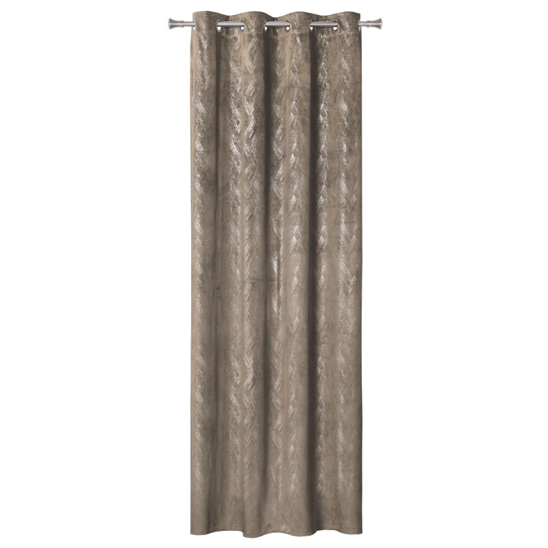 Zasłona z kółkami DUBAI złote przetarcia 140x260 cm taupe - 5903754817168
