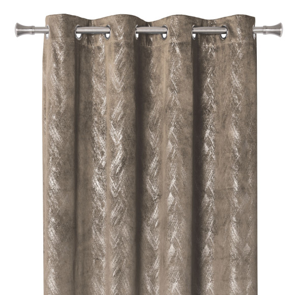 Zasłona z kółkami DUBAI złote przetarcia 140x260 cm taupe - 5903754817168
