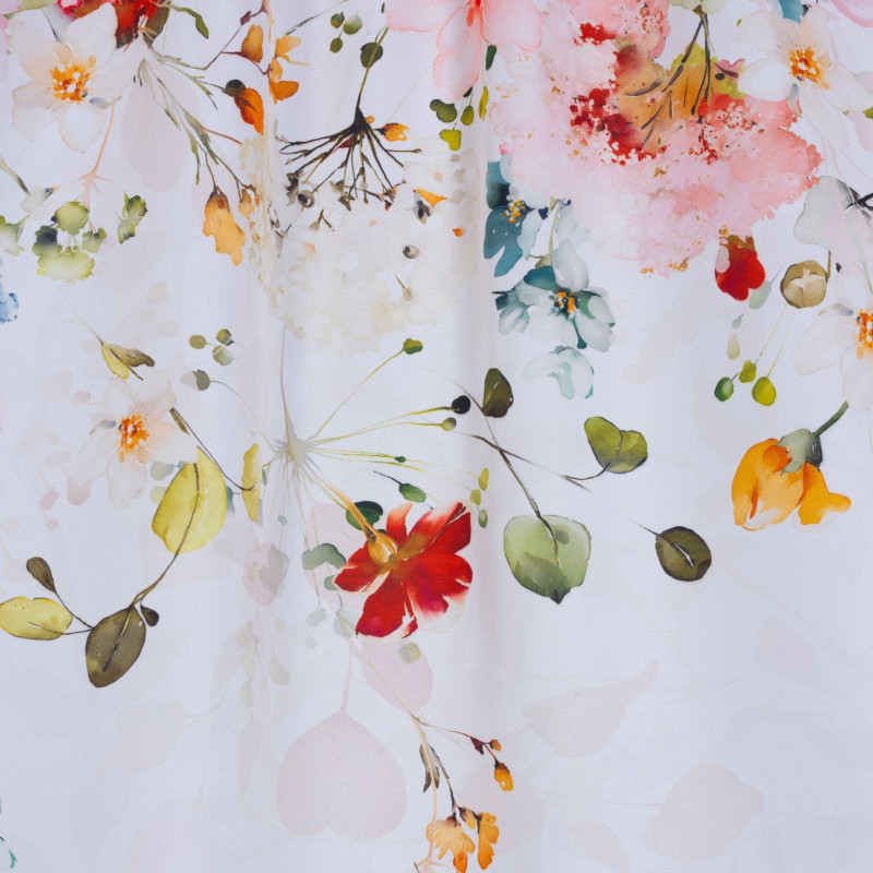 Zasłona z taśmą FLOWER 138x260cm kol.biały/kolor kwiaty - 5903754825231