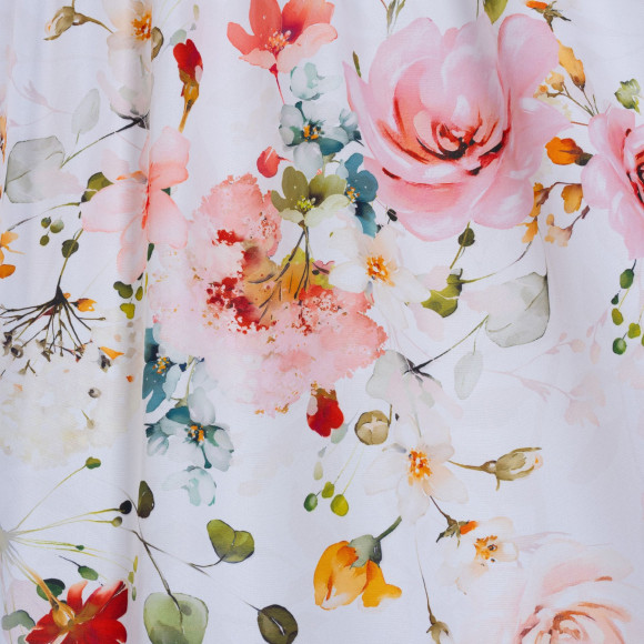 Zasłona z taśmą FLOWER 138x260cm kol.biały/kolor kwiaty - 5903754825231
