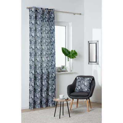 Zasłona z kółkami MALMOS 140x260cm kol.czarno biała - 5903754825255