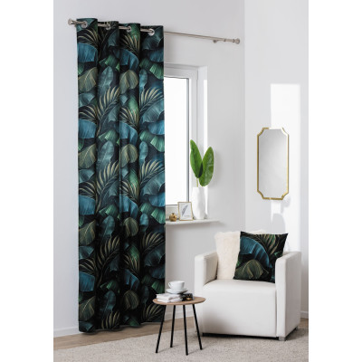 Zasłona z kółkami NUSA 140x260 cm zielony liście - 5903754817182