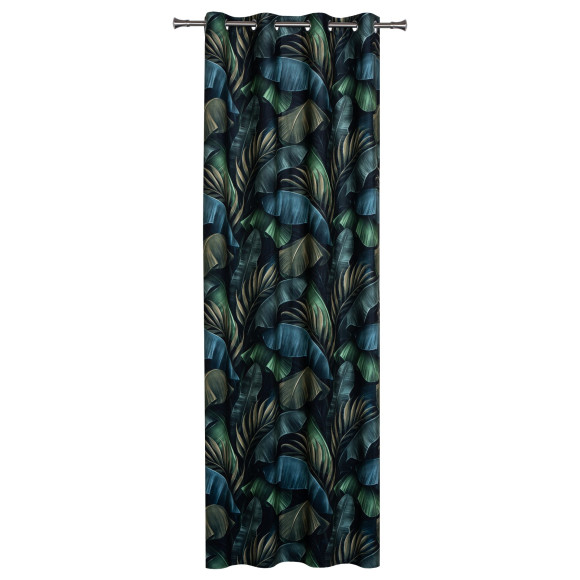 Zasłona z kółkami NUSA 140x260 cm zielony liście - 5903754817182