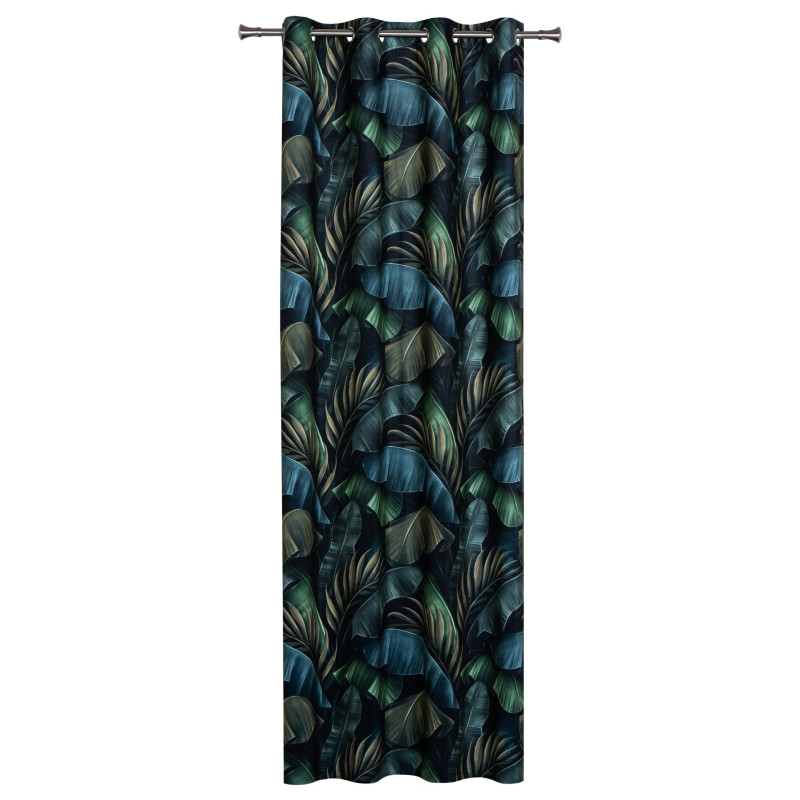 Zasłona z kółkami NUSA 140x260 cm zielony liście - 5903754817182