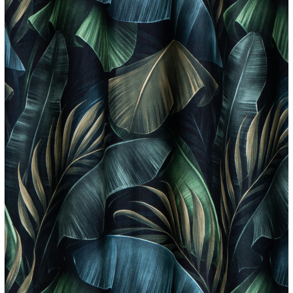 Zasłona z kółkami NUSA 140x260 cm zielony liście - 5903754817182