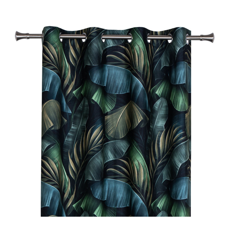 Zasłona z kółkami NUSA 140x260 cm zielony liście - 5903754817182
