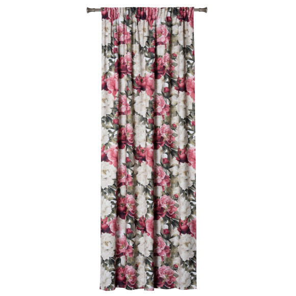 Zasłona z taśmą kwiaty piwonie PIVOINE 140x260 cm, kol. multikolor - 5903754821783