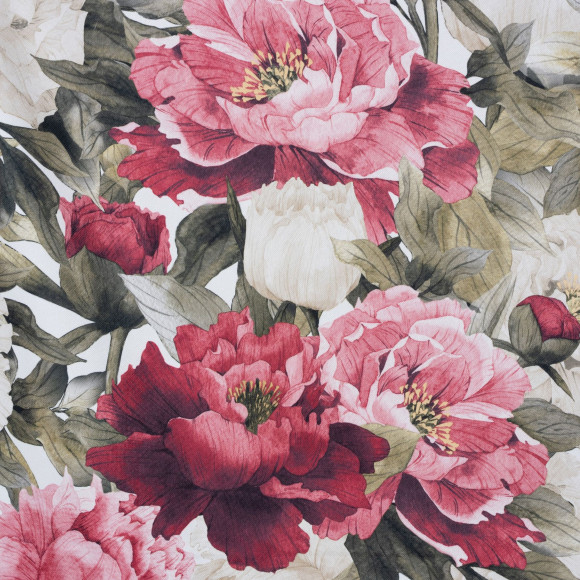 Zasłona z taśmą kwiaty piwonie PIVOINE 140x260 cm, kol. multikolor - 5903754821783