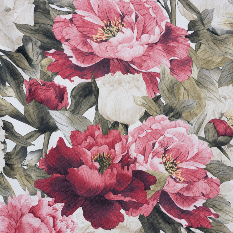 Zasłona z taśmą kwiaty piwonie PIVOINE 140x260 cm, kol. multikolor - 5903754821783