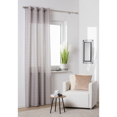 Zasłona z kółkami PULA 140x260 cm kolor taupe geometryczny wzór - 5903754817212