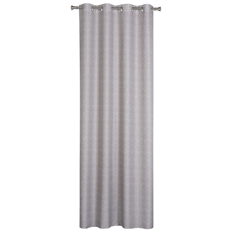 Zasłona z kółkami PULA 140x260 cm kolor taupe geometryczny wzór - 5903754817212