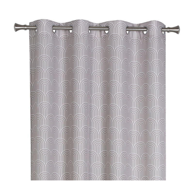 Zasłona z kółkami PULA 140x260 cm kolor taupe geometryczny wzór - 5903754817212