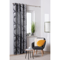 Zasłona z kółkami VANUA 140x260 cm kol ciemnoszary wzór liście bananowca - 5903754817236
