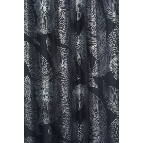 Zasłona z kółkami VANUA 140x260 cm kol ciemnoszary wzór liście bananowca - 5903754817236
