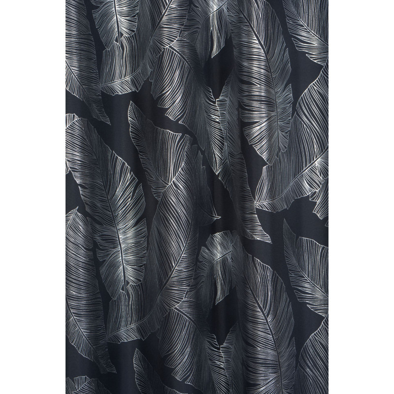 Zasłona z kółkami VANUA 140x260 cm kol ciemnoszary wzór liście bananowca - 5903754817236