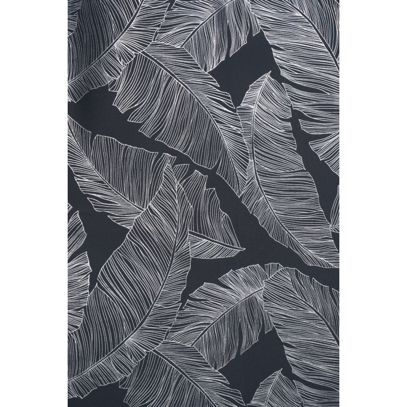 Zasłona z kółkami VANUA 140x260 cm kol ciemnoszary wzór liście bananowca - 5903754817236