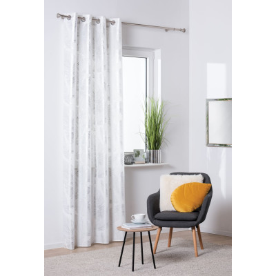 Zasłona z kółkami VANUA 140x260 cm kolor off white wzór liście bananowca - 5903754817243