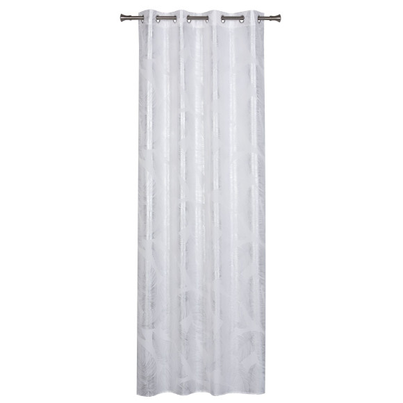 Zasłona z kółkami VANUA 140x260 cm kolor off white wzór liście bananowca - 5903754817243