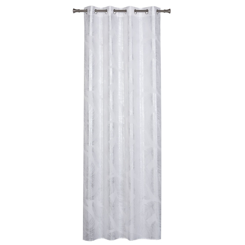 Zasłona z kółkami VANUA 140x260 cm kolor off white wzór liście bananowca - 5903754817243