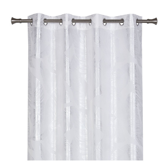 Zasłona z kółkami VANUA 140x260 cm kolor off white wzór liście bananowca - 5903754817243