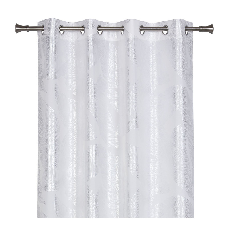 Zasłona z kółkami VANUA 140x260 cm kolor off white wzór liście bananowca - 5903754817243
