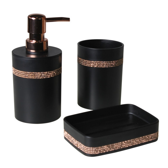 Kubek FANCY 6,7X6,7x10cm, kol. czarny glamour kryształki cyrkonie - 5903754823374