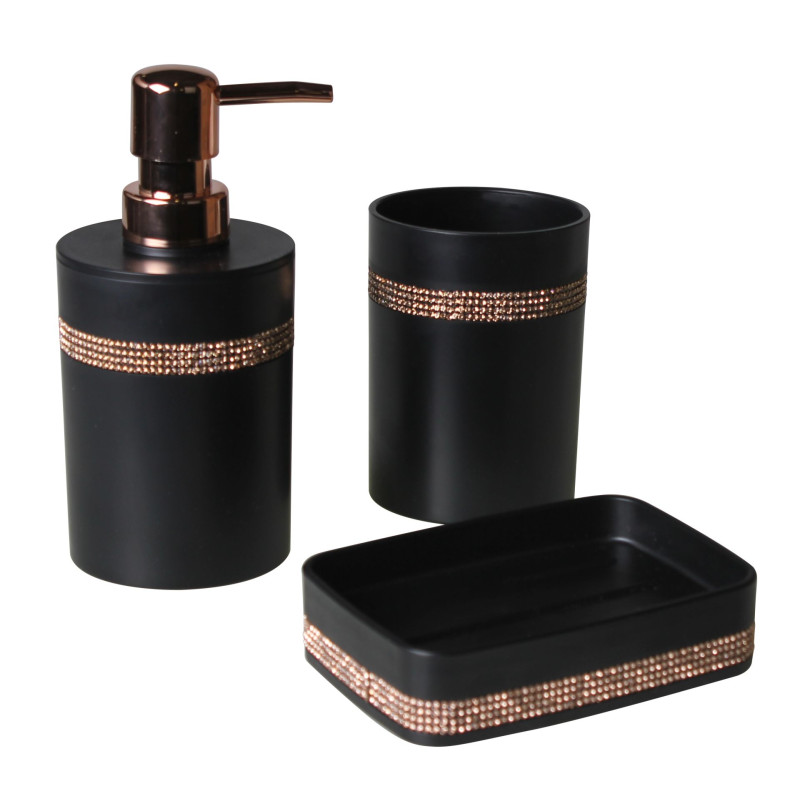 Kubek FANCY 6,7X6,7x10cm, kol. czarny glamour kryształki cyrkonie - 5903754823374