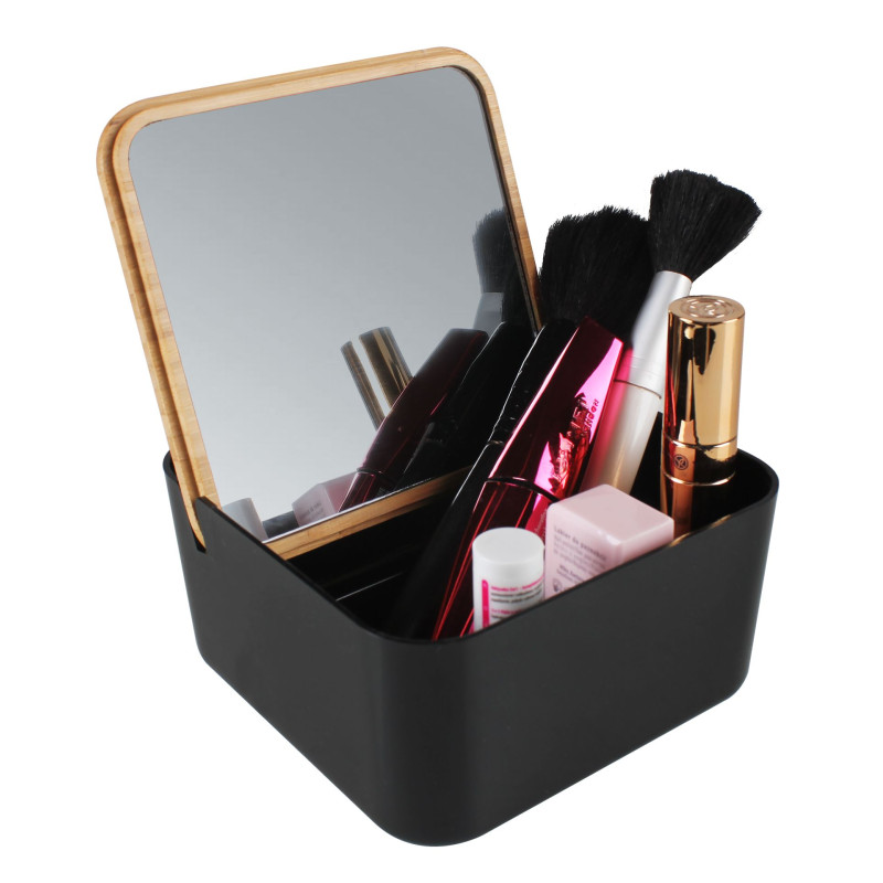 Lusterko z organizerem Arde czarne 13 cm - 5903754802515