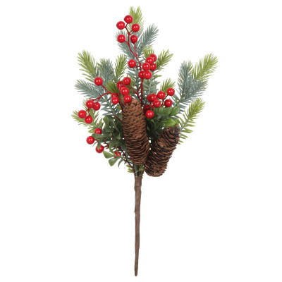 Gałązka Ostrokrzew zielona stroik szyszki 41 cm - 5903754812279