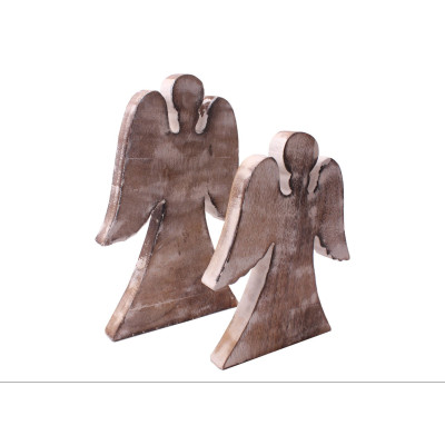 Figurka drewn. ANIOŁ, wys. 25 cm, kol.drewno bielo - 5908262489241