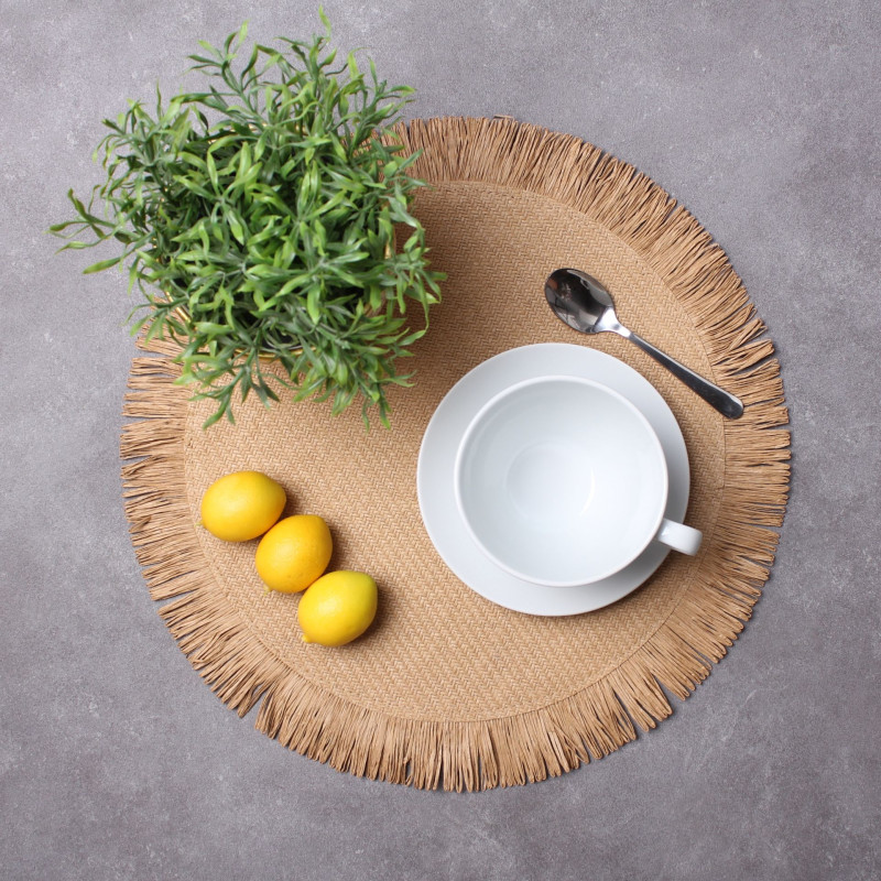 Podkładka na stół JOSE beż styl boho papier rozmiar 38 cm - 5903754823060