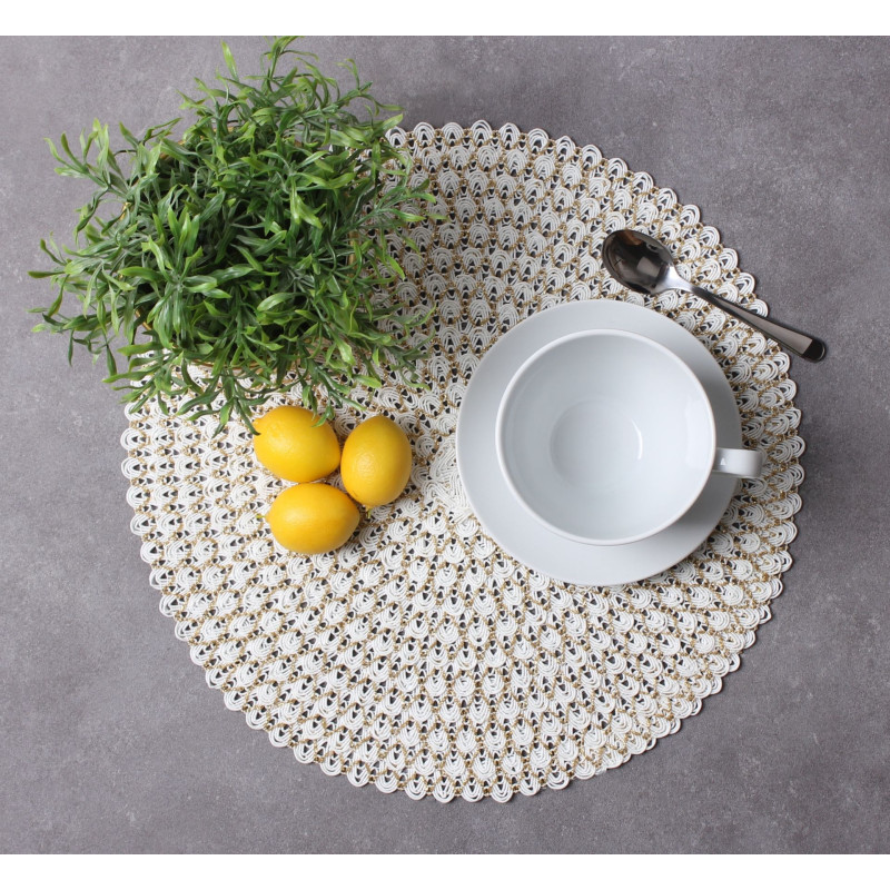 podkładka VIENNA, śr. 38 cm, kolor kremowo-złoty