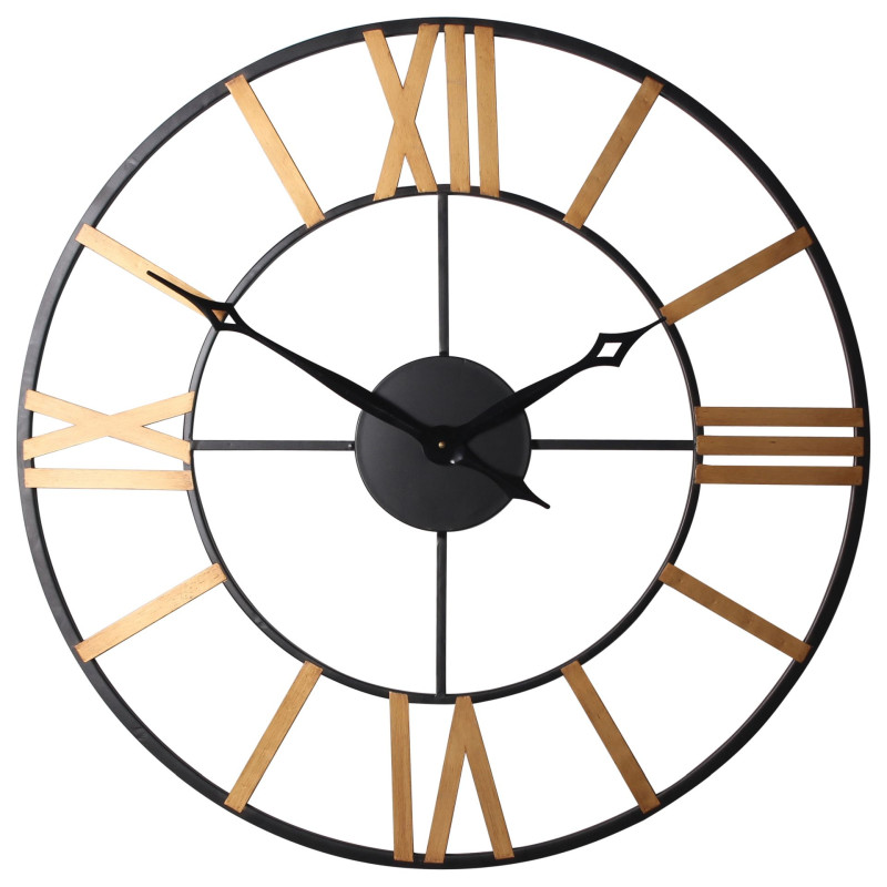 Zegar ścienny Best średnica 78 cm złoty cyfry rzymskie - 5903754816918