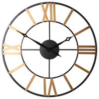 Zegar ścienny Best średnica 78 cm złoty cyfry rzymskie - 5903754816918