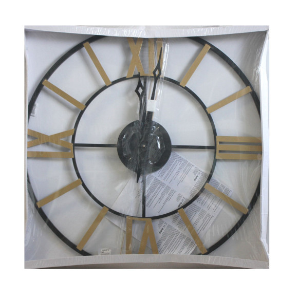 Zegar ścienny Best średnica 78 cm złoty cyfry rzymskie - 5903754816918