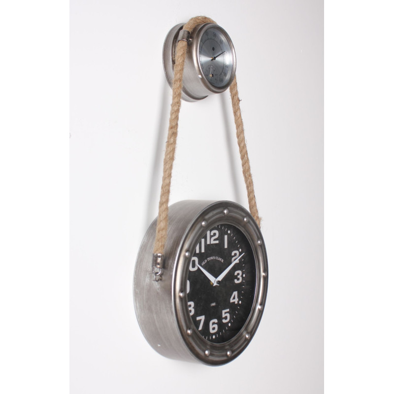 Zegar ścienny DORM 50x28,5x8cm z termometrem i barometrem, cichy mechanizm - 5903754825477