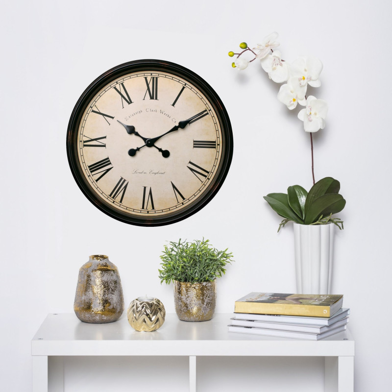 Zegar ścienny VINTAGE, średnica 50 cm, kolor brąz - kre  - mechanizm cichy  - 5908262418166