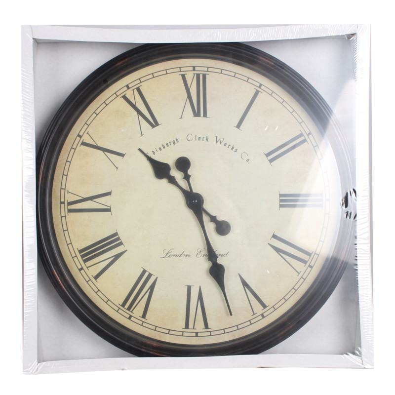 Zegar ścienny VINTAGE, średnica 50 cm, kolor brąz - kre  - mechanizm cichy  - 5908262418166