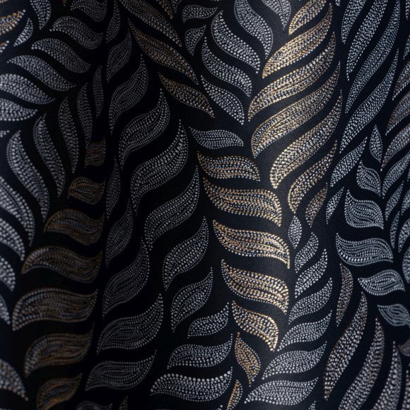 Zasłona z kółkami ALLORO 140x260cm,czarny/złoty nadruk - 5903754828621