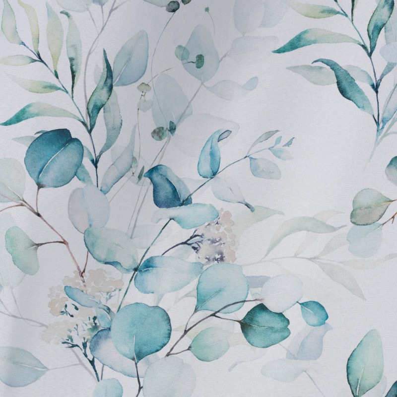 Zasłona z kółkami ALPINA 140x260cm kol. niebieskie kwiaty listki - 5903754821349