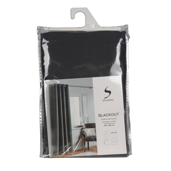 Zasłona z kółkami BLACKOUT 140x260cm kolor antracyt 11 - 5908262465283
