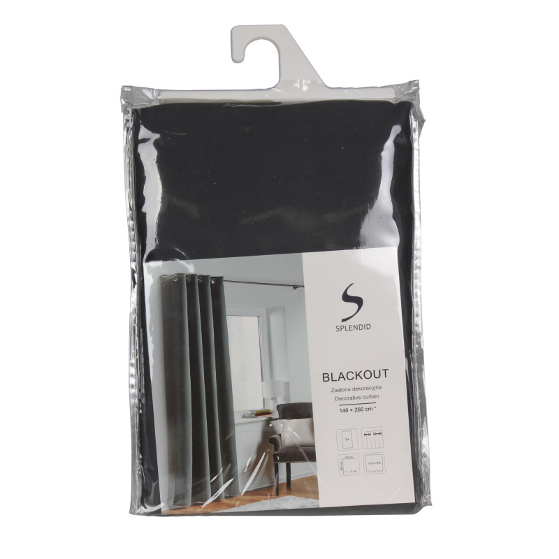 Zasłona z kółkami BLACKOUT 140x260cm kolor antracyt 11 - 5908262465283